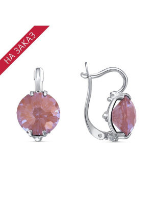 Серьги серебро 925 пробы, покрытие - родирование, вставка - ситалл собственной огранки