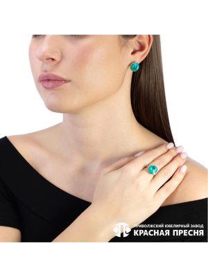 Серьги серебро 925 пробы, покрытие - родирование, вставка - стекло ювелирное preciosa