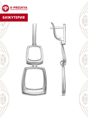 Серьги бижутерия, покрытие - серебрение с оксидированием, без вставок