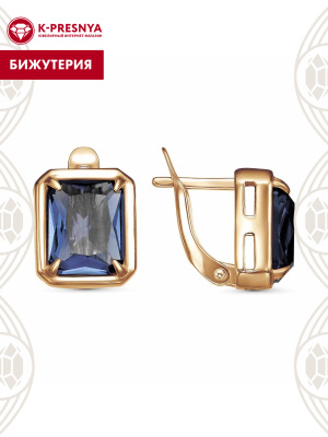 Серьги бижутерия, покрытие - золочение, вставка - стекло ювелирное