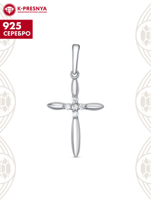 Подвеска серебро 925 пробы, покрытие - оксидирование, вставка - фианит (недрагоценный камень)