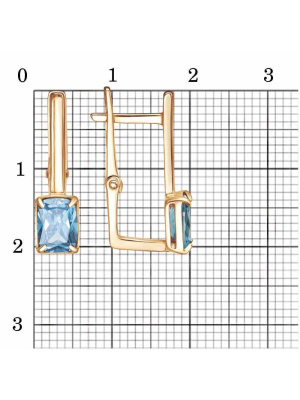 Серьги бижутерия, покрытие - золочение, вставка - фианит (недрагоценный камень)