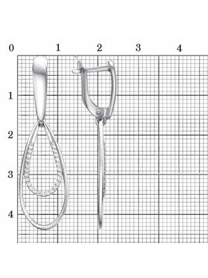 Серьги серебро 925 пробы, покрытие - родирование, вставка - фианит (недрагоценный камень)