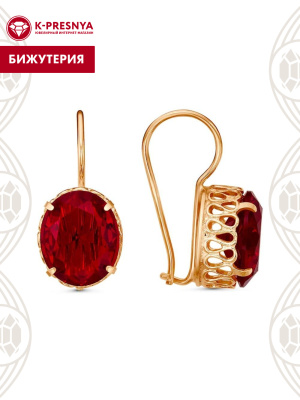 Серьги бижутерия, покрытие - золочение, вставка - стекло ювелирное