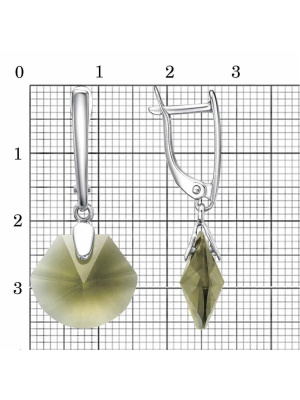Серьги серебро 925 пробы, покрытие - платинирование, вставка - стекло ювелирное собственной огранки