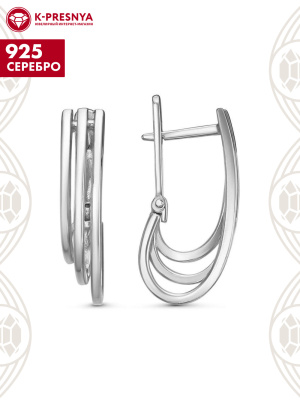 Серьги серебро 925 пробы, покрытие - родирование, без вставок