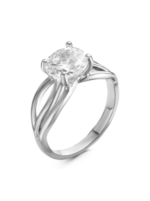 Кольцо бижутерия, покрытие - серебрение с оксидированием, вставка - фианит (недрагоценный камень)