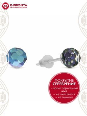 Серьги бижутерия, покрытие - серебрение, вставка - стекло ювелирное preciosa