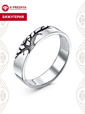 Кольцо бижутерия, покрытие - серебрение с оксидированием, без вставок