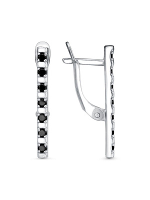 Серьги серебро 925 пробы, покрытие - родирование, вставка - фианит (недрагоценный камень)