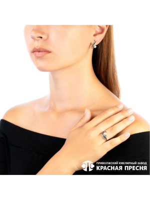 Серьги серебро 925 пробы, покрытие - оксидирование, вставка - культивированный жемчуг