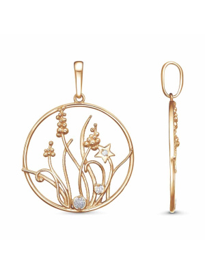 Подвеска бижутерия, покрытие - золочение, вставка - стекло ювелирное preciosa