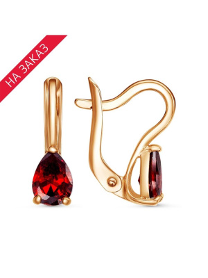 Серьги серебро 925 пробы, покрытие - золочение, вставка - фианит (недрагоценный камень)
