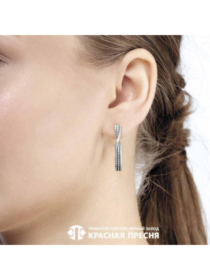 Серьги бижутерия, покрытие - серебрение с оксидированием, без вставок