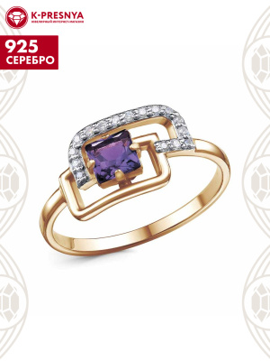 Кольцо серебро 925 пробы, покрытие - золочение, выборочное родирование