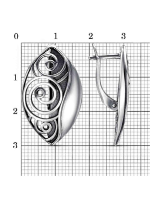 Серьги серебро 925 пробы, покрытие - оксидирование, без вставок
