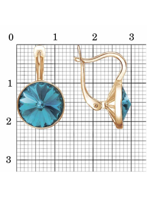 Серьги бижутерия, покрытие - золочение, вставка - стекло ювелирное preciosa