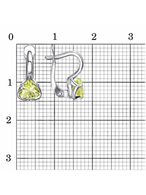 Серьги серебро 925 пробы, покрытие - родирование, вставка - фианит (недрагоценный камень)