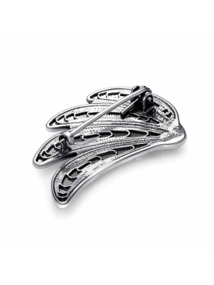 Брошь серебро 925 пробы, покрытие - оксидирование, без вставок