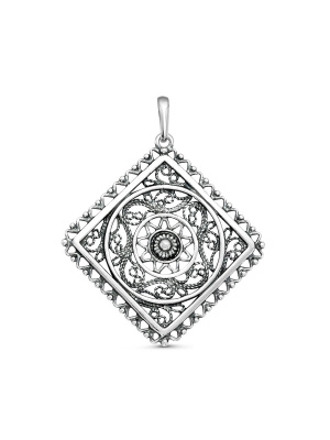 Подвеска бижутерия, покрытие - серебрение с оксидированием, без вставок