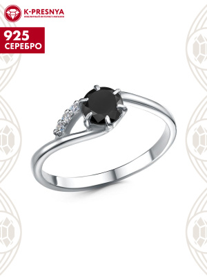 Кольцо серебро 925 пробы, покрытие - платинирование, вставка - фианит (недрагоценный камень)