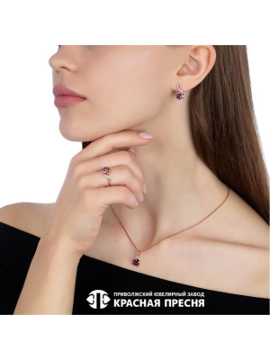 Серьги серебро 925 пробы, покрытие - золочение, выборочное родирование, вставка - фианит (недрагоценный камень)