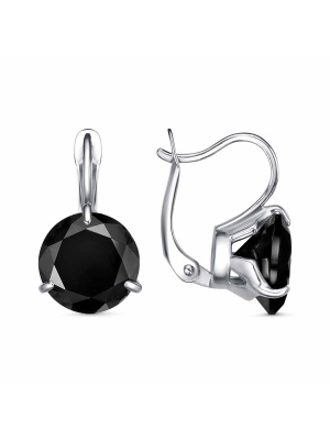 Серьги серебро 925 пробы, покрытие - платинирование, вставка - фианит (недрагоценный камень)