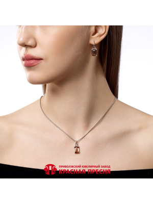 Серьги серебро 925 пробы, покрытие - родирование, вставка - топаз (искусственный)