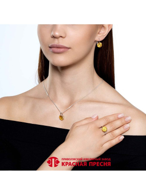 Серьги серебро 925 пробы, покрытие - платинирование, вставка - фианит (недрагоценный камень)