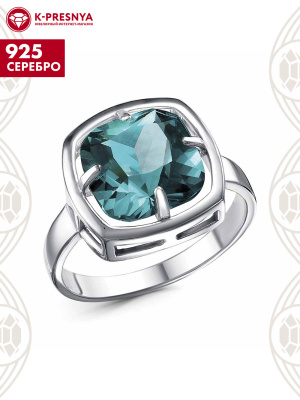 Кольцо серебро 925 пробы, покрытие - платинирование, вставка - ситалл собственной огранки