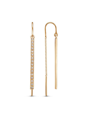 Серьги серебро 925 пробы, покрытие - золочение, вставка - фианит (недрагоценный камень)