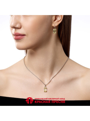 Серьги серебро 925 пробы, покрытие - родирование, вставка - синтетический кварц собственной огранки