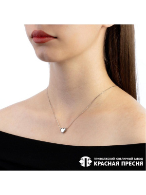 Колье серебро 925 пробы, покрытие - родирование, вставка - фианит (недрагоценный камень)