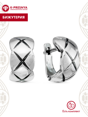 Серьги бижутерия, покрытие - серебрение с оксидированием, без вставок