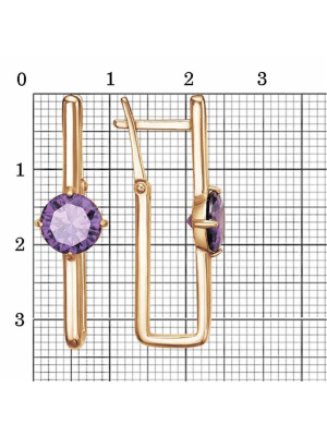 Серьги бижутерия, покрытие - золочение, вставка - фианит (недрагоценный камень)