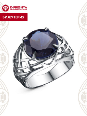 Кольцо бижутерия, покрытие - серебрение с оксидированием, вставка - ситалл