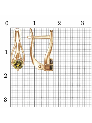 Серьги бижутерия, покрытие - золочение, вставка - фианит (недрагоценный камень)