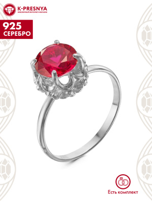Кольцо серебро 925 пробы, покрытие - оксидирование, вставка - синтетический корунд
