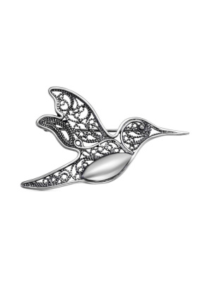 Брошь серебро 925 пробы, покрытие - оксидирование, без вставок