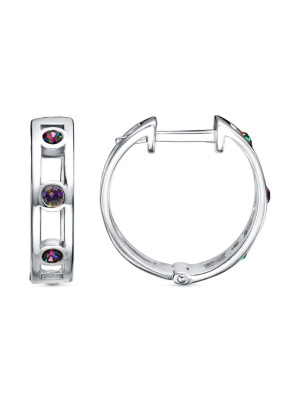 Серьги бижутерия, покрытие - платинирование, вставка - стекло ювелирное preciosa