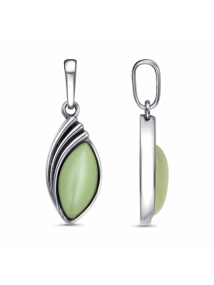 Подвеска бижутерия, покрытие - серебрение с оксидированием, вставка - искусственный кошачий глаз