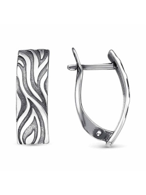 Серьги бижутерия, покрытие - серебрение с оксидированием, без вставок