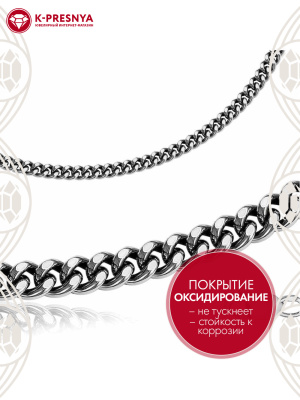 Цепь серебро 925 пробы, покрытие - оксидирование, без вставок