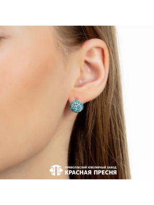 Серьги серебро 925 пробы, без покрытия, вставка - стекло ювелирное preciosa