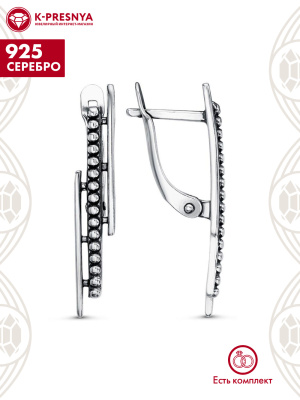 Серьги серебро 925 пробы, покрытие - оксидирование, без вставок