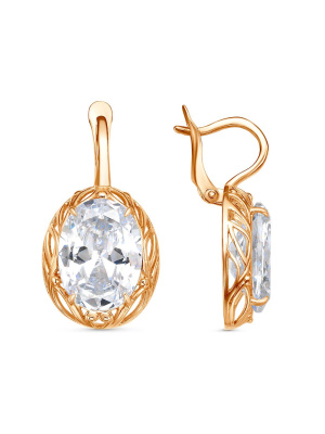 Серьги бижутерия, покрытие - золочение, вставка - фианит (недрагоценный камень)