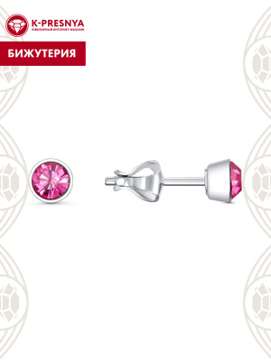 Серьги бижутерия, покрытие - серебрение, вставка - стекло ювелирное preciosa