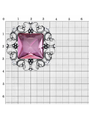 Брошь бижутерия, покрытие - серебрение с оксидированием