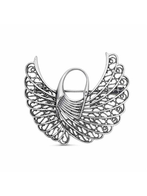 Брошь серебро 925 пробы, покрытие - оксидирование, вставка - фианит (недрагоценный камень)