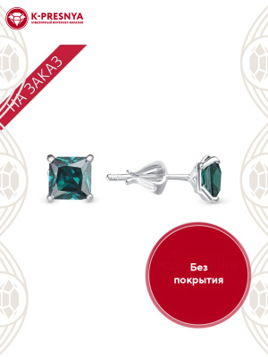 Серьги серебро 925 пробы, без покрытия, вставка - фианит собственной огранки (недрагоценный камень)